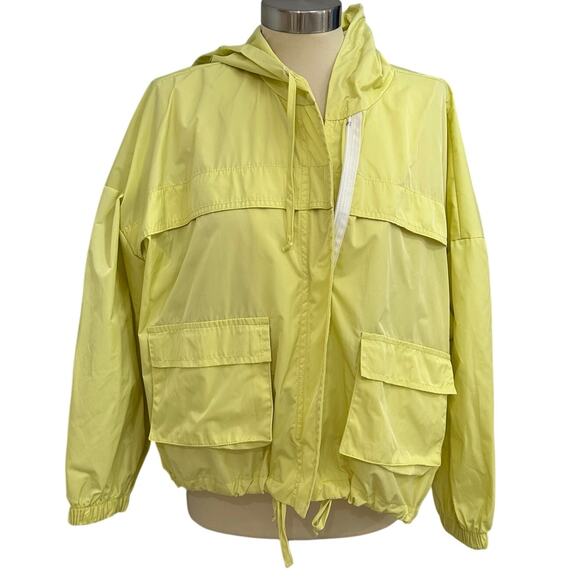 Planet Yellow Green Nylon Hoodie Jacket One Size Lagenlook Funky Eclectic - Picture 1 of 10